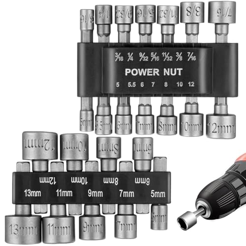 Serplex 23Pcs Power Nuts Driver Drill Bit Tools Set 1/4'' Driver Hex Shank Keys Metric Socket Wrench Screw Impact Driver Bit Set for Power Tools, Electric Drills Screwdrivers Socket Wrench Serplex 23Pcs Power Nuts Driver Drill Bit Tools Set 1/4'' Driver Hex Shank Keys Metric Socket Wrench Screw Impact Driver Bit Set for Power Tools, Electric Drills Screwdrivers Socket Wrench